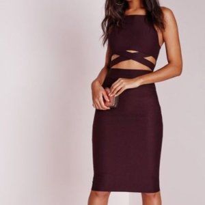 Missguided | Purple Cut-Out Midi Bodycon Dress